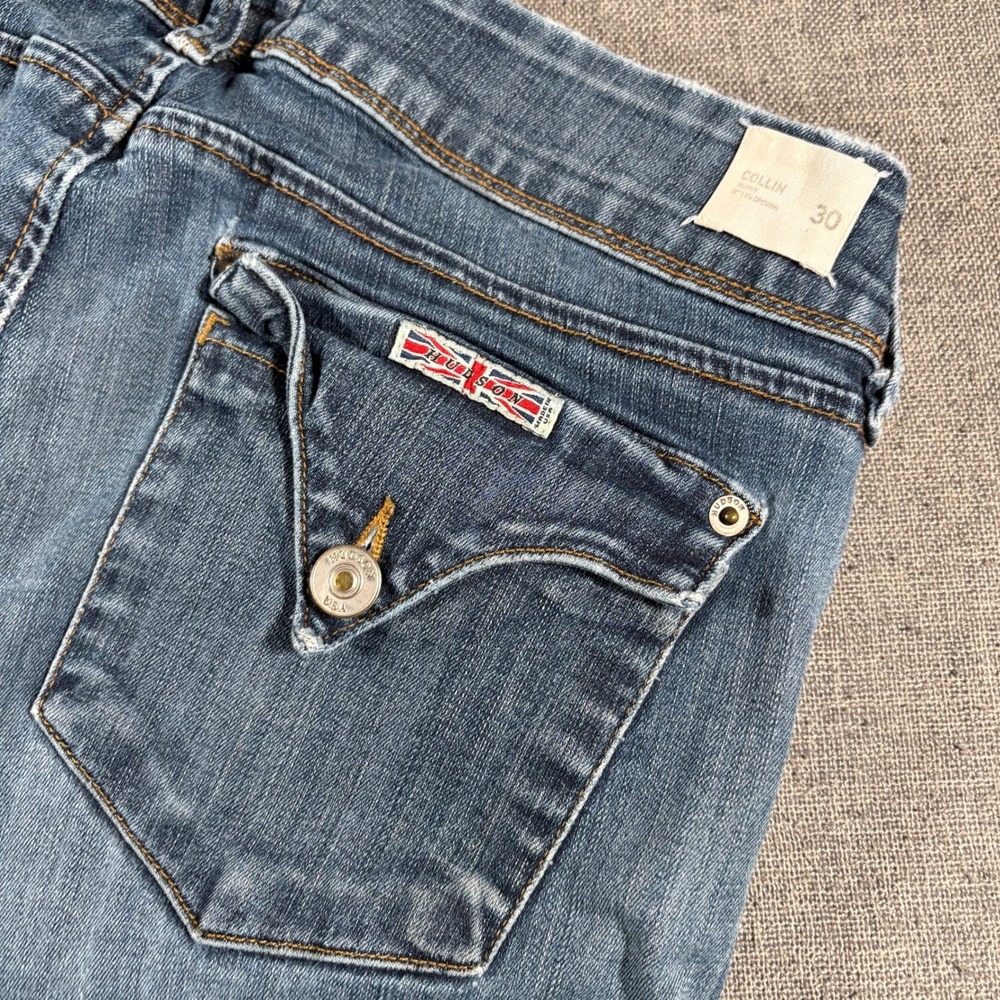 Hudson‎ Collin Skinny Jeans Womens 30 Blue Eddy Wash Flap Pocket W422DIF
